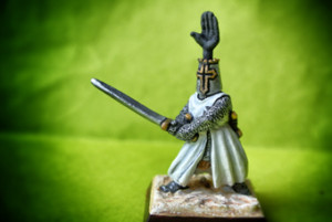 Cavaliere Teutone, rielaborazione in 25mm giallinovagabondo,pittura Beppe Barbazeni
