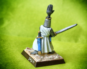 Cavaliere Teutone, rielaborazione in 25mm giallinovagabondo,pittura Beppe Barbazeni