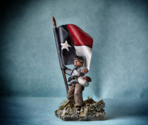 portabandiera texano,American Civil Wars, miniatura 28 millimetri metallo Wargames Foundry, pittura giallinovagabondo