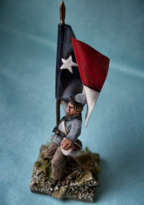 portabandiera texano,American Civil Wars, miniatura 28 millimetri metallo Wargames Foundry, pittura giallinovagabondo