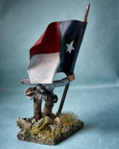 portabandiera texano,American Civil Wars, miniatura 28 millimetri metallo Wargames Foundry, pittura giallinovagabondo