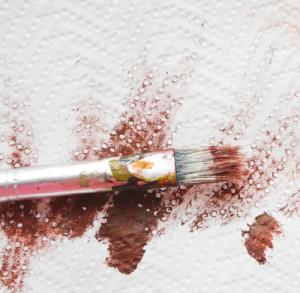 fase di 'pulizia' del pennello