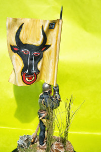 Portastendardo Cantone di Uri,miniatura metallo 54mm, rielaborazione e pittura giallinovagabondo