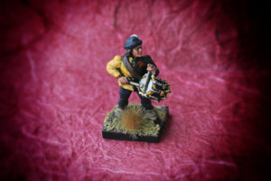 Drummer War of Roses, miniatura metallo 28mm Front Rank, pittura giallinovagabondo