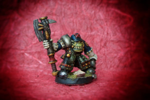 Orc Nobz, miniatura in 28mm metallo Games Workshop, pittura giallinovagabondo