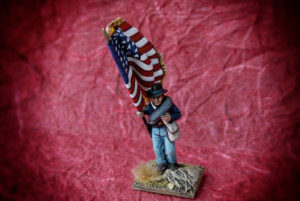 Portabandiera Unionista, miniatura in plastica 28mm Perry Miniatures, pittura giallinovagabondo