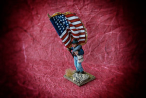 Portabandiera Unionista, miniatura in plastica 28mm Perry Miniatures, pittura giallinovagabondo