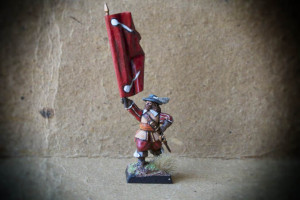 Swedish Standard Bearer Red Regiment,miniatura plastica 28mm Warlord Games,pittura giallinovagabondo