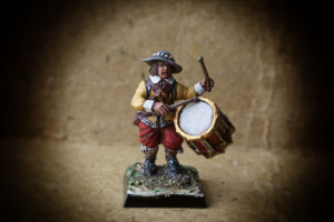 Swedish Drummer Red Regiment,miniatura 28mm plastica Warlord Games, pittura giallinovagabondo