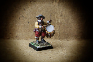 Swedish Drummer Red Regiment,miniatura 28mm plastica Warlord Games, pittura giallinovagabondo