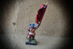 Swedish Standard Bearer Red Regiment,miniatura plastica 28mm Warlord Games,pittura giallinovagabondo