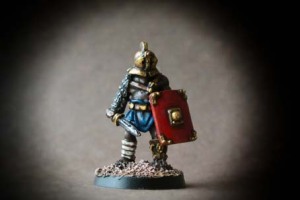 Secutor miniatura 28mm metallo, Crusader Miniatures, pittura Giallinovagabondo