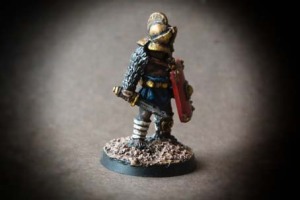 Secutor miniatura 28mm metallo, Crusader Miniatures, pittura Giallinovagabondo