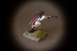 Balearic Slinger, miniatura in metallo 28 mm della Warlord Miniatures,pittura giallinovagabondo