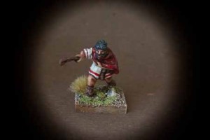 Balearic Slinger, miniatura in metallo 28 mm della Warlord Miniatures,pittura giallinovagabondo