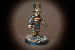 Gladiatore Trace, miniatura metallo 28mm Crusader Miniatures,pittura giallinovagabondo